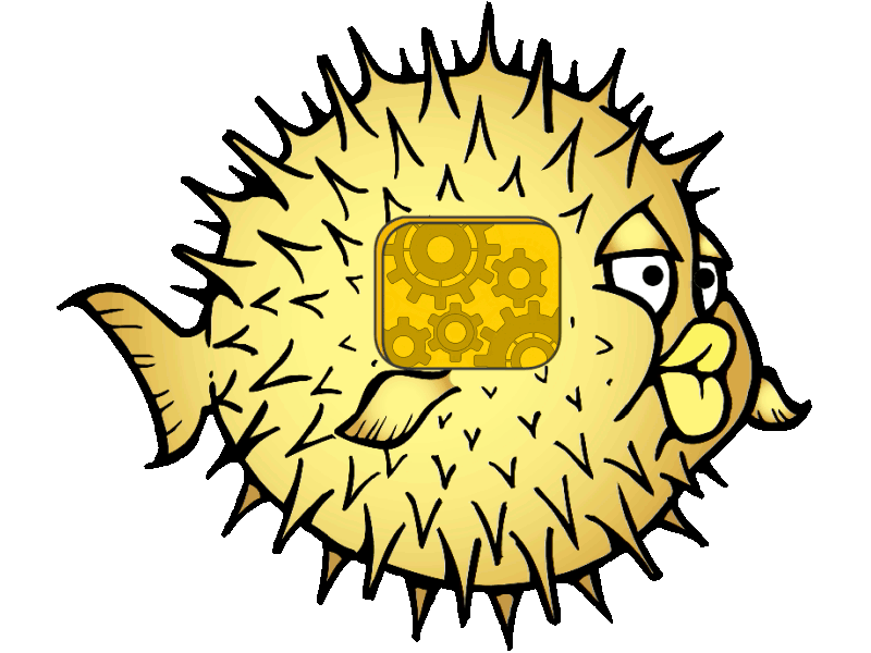 OpenBSD mascot cutaway view with spinning gears inside