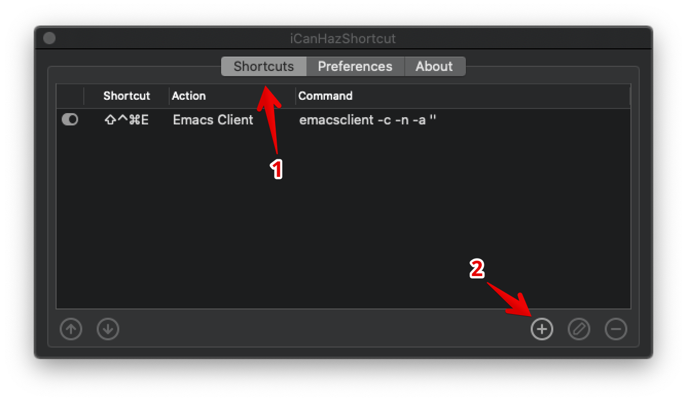 create a new shortcut in icanhazshortcut